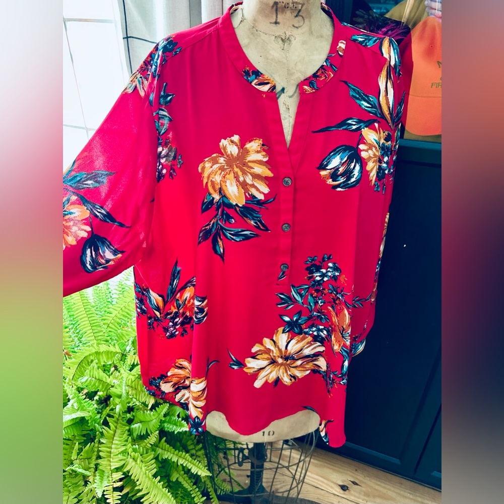 Van Heusen Red Floral Blouse